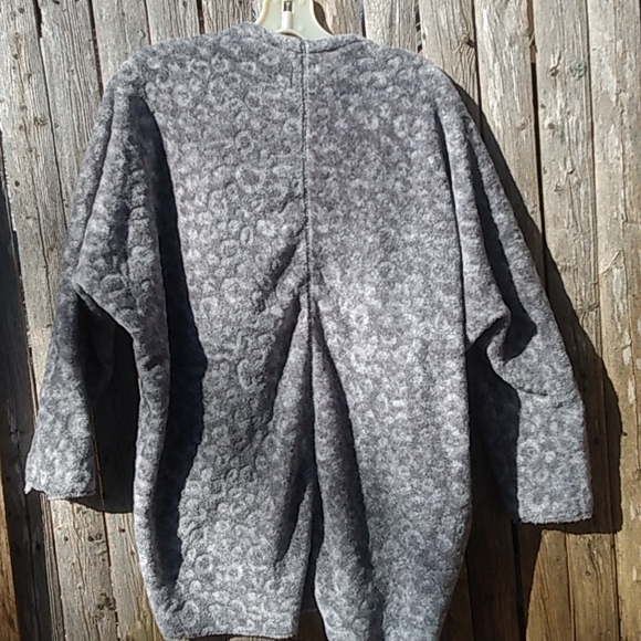 RICH Anne KLEIN Oversized SMALL fits Large FLEECE DRAPE Open front cardigan Gray - Picture 8 of 8